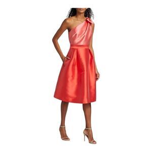 Teri Jon One Shoulder Colorblocked Satin Cocktail Dress Size 6